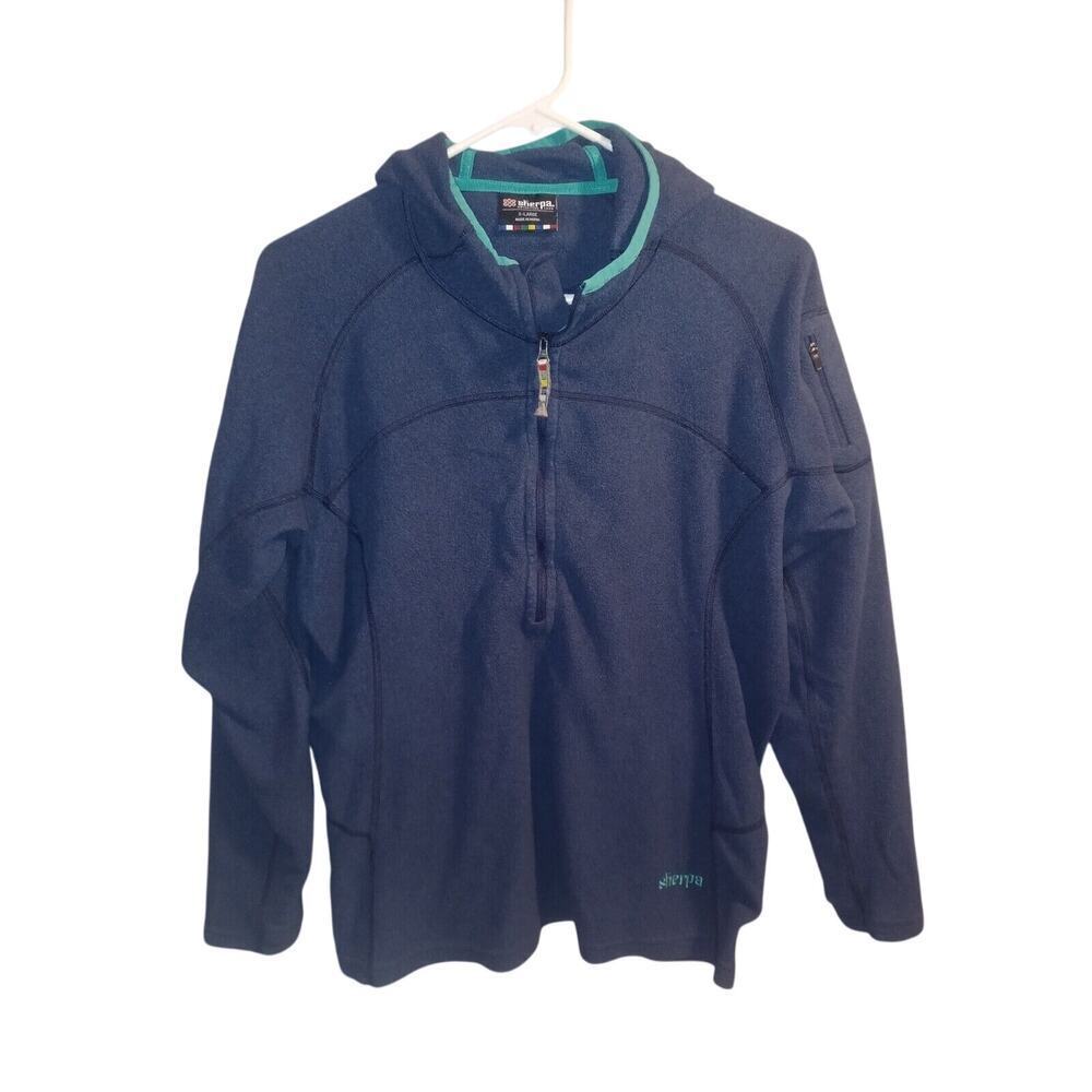 Sherpa Hoodie Womens Xl Blue Quarter Zip With Sleeve Pocket